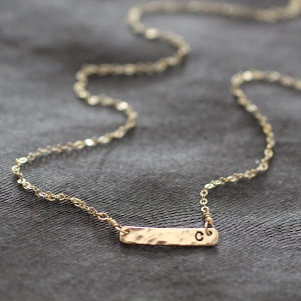 Gold Bar Necklace, Gold Bar, Initial Necklace, Tiny Bar, Small Bar, Dainty Gold Necklace, Delicate Gold Necklace, N45