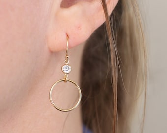 Gold Earrings, Gold Minimalist Earrings, Gold Filled Earrings, Gold Circle Earrings, Simple Gold Earrings, Bridesmaids Earrings, Dainty Gold