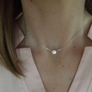 Tiny Necklace, Small Disc Necklace, Delicate Necklace, Dainty Silver, Sterling Silver, Simple, Round, Everyday, Bridesmaids Gift