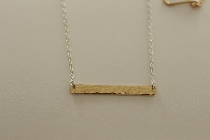 Silver Bar Necklace Hammered Bar Necklace Minimalist Silver Etsy