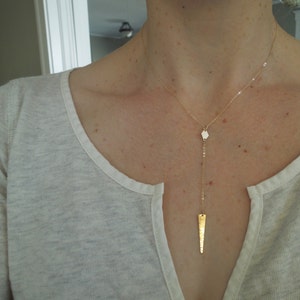 Lariat Necklace, Gold Lariat Necklace, Y Necklace, Gold Y Necklace, Silver Lariat Necklace, Silver Y Necklace, Cleavage Necklace, N40