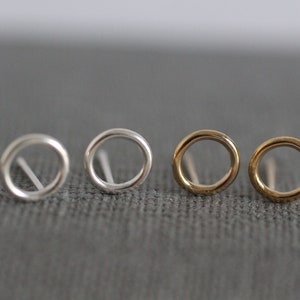 Circle Post Earrings, Sterling Silver Studs, Dainty Gold Circle, Sterling Silver, Gold Filled E27