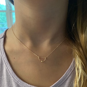 Dainty Necklace, Gold Necklace, Small Necklace, Arch Necklace, Sterling Silver, Delicate Necklace