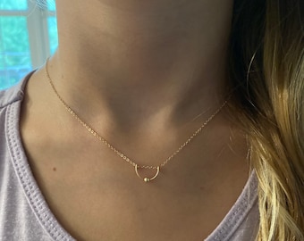 Dainty Gold Arch Necklace: Sterling Silver Delicate Chain