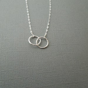 Delicate Silver Necklace, Simple Necklace, Two Circles Necklace, Dainty Small Tiny, Sterling Silver, Everyday, Wedding Bridesmaid, N93