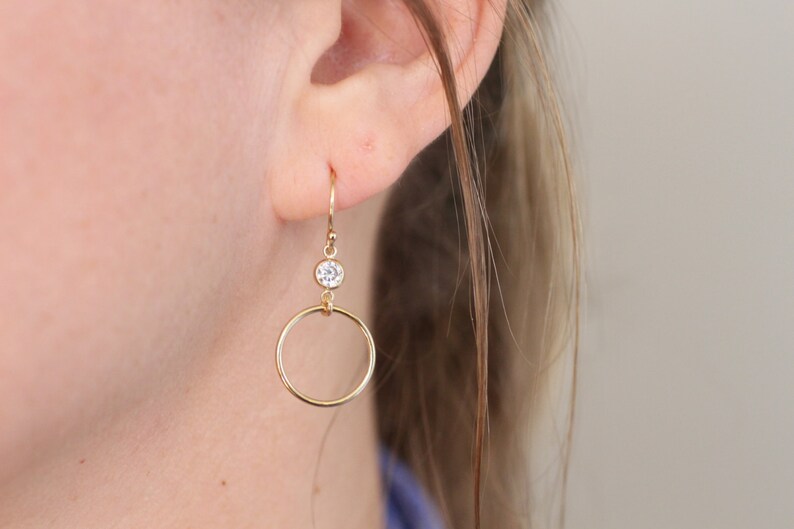 Gold Earrings, Gold Minimalist Earrings, Gold Filled Earrings, Gold Circle Earrings, Simple Gold Earrings, Bridesmaids Earrings, Dainty Gold image 1