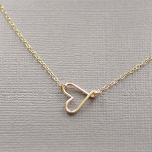 Delicate Heart Necklace, Gold Silver Rose Gold, Dainty Small, Sideways Heart, Tiny Heart, Valentines Gift, Bridesmaids Gift, Wedding, N174 image 9