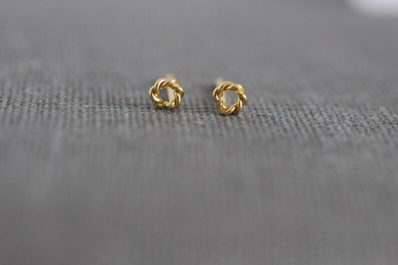 Tiny Circle Stud Earrings, Sterling Silver Posts, Dainty Gold Circle, Second Third Piercing, Barely There, Itty Bitty, Super Tiny E30 image 3