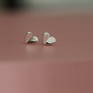 Heart Earrings, Small Gold Earrings, Sterling Silver Heart, Stud Earrings, Post, Second Hole Earrings, Gift for Her E31 image 4