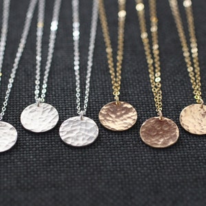 Delicate Necklace, Dainty Gold Necklace, Gold Necklace, Hammered Disc, Coin Necklace, Medallion Pendant, Gold Pendant, Rose Gold, N302 image 5
