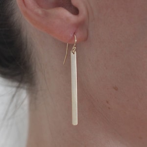 Gold Bar Earrings, Minimalist Earrings, Simple Earrings, Dainty Earrings, Sleek Bars, Long Bar Earrings, Sterling Silver, Bar Earrings, E40 STERLING SILVER