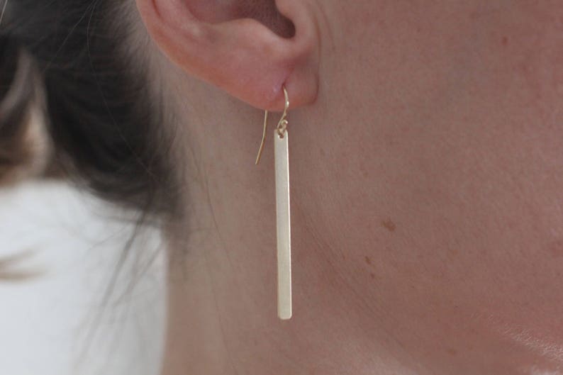 Gold Bar Earrings, Minimalist Earrings, Simple Earrings, Dainty Earrings, Sleek Bars, Long Bar Earrings, Sterling Silver, Bar Earrings, E40 STERLING SILVER