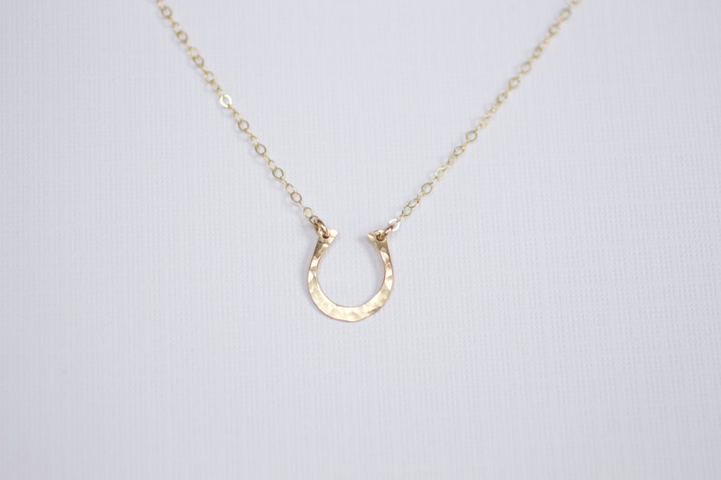 Delicate Necklace, Dainty Necklace, Tiny Gold Horseshoe Necklace, Small, Thin Necklace, Good Luck, Wedding Gift, Bridesmaid Gift, N176 image 2