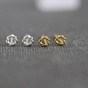 Tiny Circle Stud Earrings, Sterling Silver Posts, Dainty Gold Circle, Second Third Piercing, Barely There, Itty Bitty, Super Tiny E30 image 1