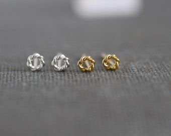 Tiny Circle Stud Earrings, Sterling Silver Posts, Dainty Gold Circle, Second Third Piercing, Barely There, Itty Bitty, Super Tiny E30