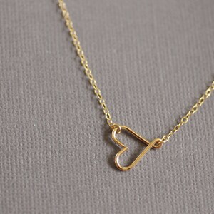 Delicate Heart Necklace, Gold Silver Rose Gold, Dainty Small, Sideways Heart, Tiny Heart, Valentines Gift, Bridesmaids Gift, Wedding, N174 image 7