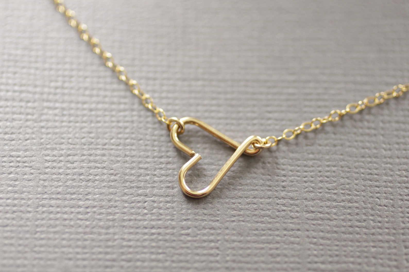 Gold Sideways Heart Necklace Delicate Gold Necklace Dainty Etsy