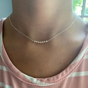 Gold Necklace, Dainty Necklace, Delicate Necklace, Sterling Silver Necklace, Beaded Bar, Simple Necklace image 8