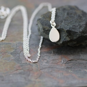 Dainty Silver Necklace, Delicate Necklace, Sterling Silver Necklace, Small Teardrop Pendant, Tiny Silver Drop, Bridesmaids Necklace, N36