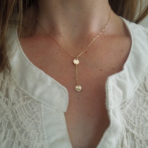 Y Necklace, Lariat Necklace, Gold Y Necklace, Gold Lariat, Delicate Necklace, Dainty Gold Necklace, Everyday Necklace Cleavage disc, N43