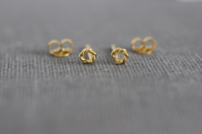 Tiny Circle Stud Earrings, Sterling Silver Posts, Dainty Gold Circle, Second Third Piercing, Barely There, Itty Bitty, Super Tiny E30 image 4