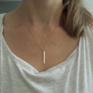 Gold Bar, Gold Bar Necklace, Dainty Gold Bar, Simple Gold Bar, Vertical Bar, Delicate Bar, Shiny Bar, Dainty Gold Necklace, Dainty Gold, N50