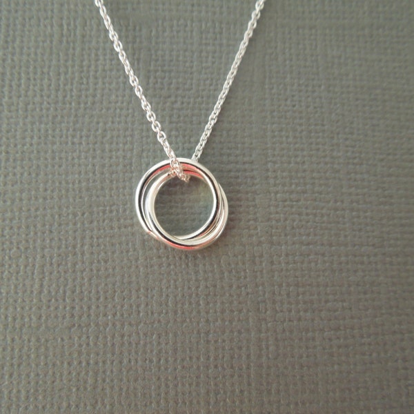 Collar delicado de plata con círculos pequeños, ideal para el día a día, regalo para damas de honor, collar sencillo de plata de ley con capas de círculos pequeños, N124