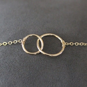 Two Circle Bracelet, Gold Circle Bracelet, Silver Circle Bracelet, Mothers Day Gift, Mothers Bracelet, Connected Circles, B04 image 3