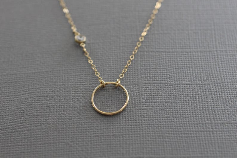 Delicate Necklace Dainty Gold Necklace Small Circle Etsy