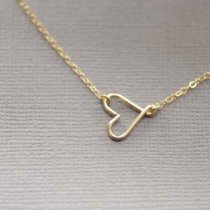 Delicate Heart Necklace, Gold Silver Rose Gold, Dainty Small, Sideways Heart, Tiny Heart, Valentines Gift, Bridesmaids Gift, Wedding, N174 image 5