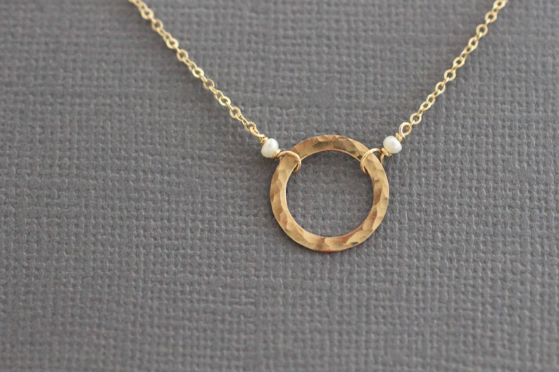 Delicate Necklace Dainty Gold Necklace Small Circle Etsy