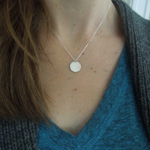 Delicate Necklace, Dainty Gold Necklace, Gold Necklace, Hammered Disc, Coin Necklace, Medallion Pendant, Gold Pendant, Rose Gold, N302 STERLING SILVER