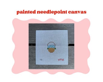 PRE-ORDER: Mini Hydrangea Basket - Painted Needlepoint Canvas