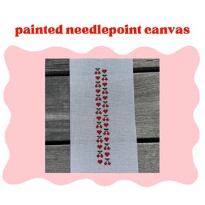 Cherry Keychain - Painted Needlepoint Canvas