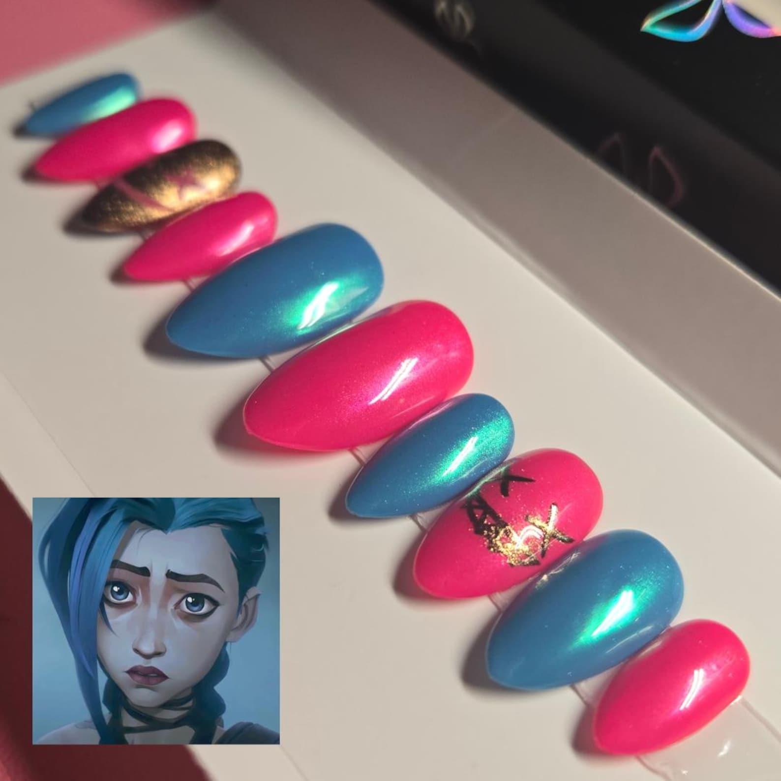 Arcane Inspired Jinx Gel Press on Nails / Short Almond Nail Set ...