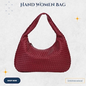 Hand Woven Bag, Vegan Leather Women Tote Bag, Women Shoulder Bag Handbag, Large Capacity Slouchy Hobo Travel Work Daily Bag Weekend Bag Gift