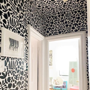 Removable Wallpaper // Muse Noir // ADHERES to walls and shelves // Perfect for renters