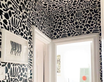 Removable Wallpaper // Muse Noir // ADHERES to walls and shelves // Perfect for renters