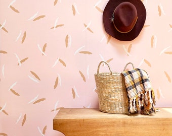 Removable Wallpaper / Flutter in Peach and Gold / Assorted lengths / Perfect for Renters and owners