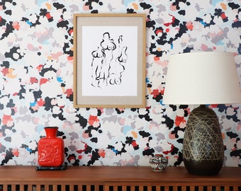 Jeff GoldBlooms Removable Wallpaper // Eco friendly // Adheres to walls and shelf surfaces