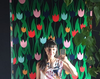 Removable Wallpaper / Tulip Shakur Print / Assorted Lengths and Colors / Perfect for Renters or Owners