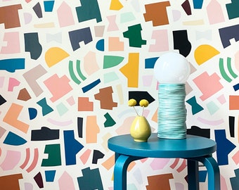 Removable Wallpaper // City Plan West Print // Assorted Lengths // ADHERES to walls and shelf surfaces