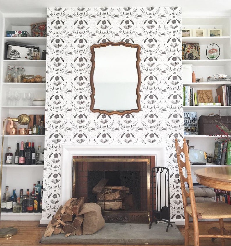 Eye Damask Wallpaper / Removable Wall Covering for Renters or Etsy