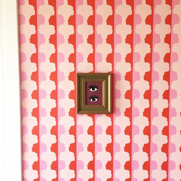 Removable Wallpaper / Mirror Mirror Face Print / Perfect for renters and DIY projects