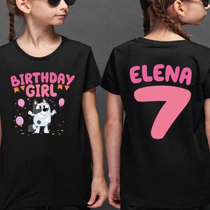 Personalized Birthday Girl Shirt with Blue Dog Muffin Birthday Girl Shirt Birthday Girl Outfit Custom Birthday Party Shirt Custom Birthday
