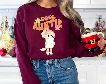 Cool Aunts Club Sweatshirt Auntie Crewneck Blue Dog Aunt Tee Blue Auntie Gift funny Aunt Shirt Blue Cool Aunt Club Shirt cute blue dog tee