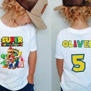 Super Mario Birthday Boy Shirt Personalized shirt Super Mario Birthday Shirts Super Mario Birthday Party Shirts Family Super Mario Shirt