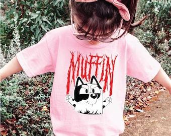 Metal Muffin Emotions Kids Shirt Muffin Heeler Shirt Cartoon Character Muffin Metal Dog Shirt Muffin Metal Shirt Blue Dog Toddler