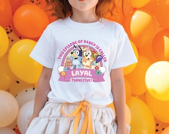 Personalized Birthday Girl Shirt Custom Blue Birthday Girl Shirt Cute Birthday blue puppy Shirt Birthday Party Shirt Family Matching Shirt