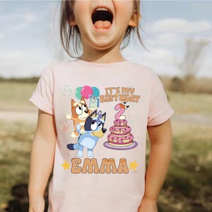 Custom Birthday Girl Shirt Blue Dog its my Birthday Girl shirt Personalized Birthday Girl Tee Custom Name Birthday Party Tee gift for girl